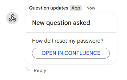Question notification in Google Chat