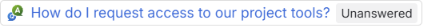 A question link showing its title and Unanswered status